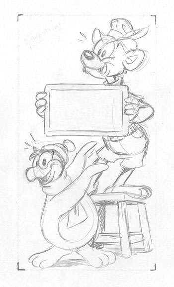 schetstekening van een cor en gerrit wandspeeltoestel